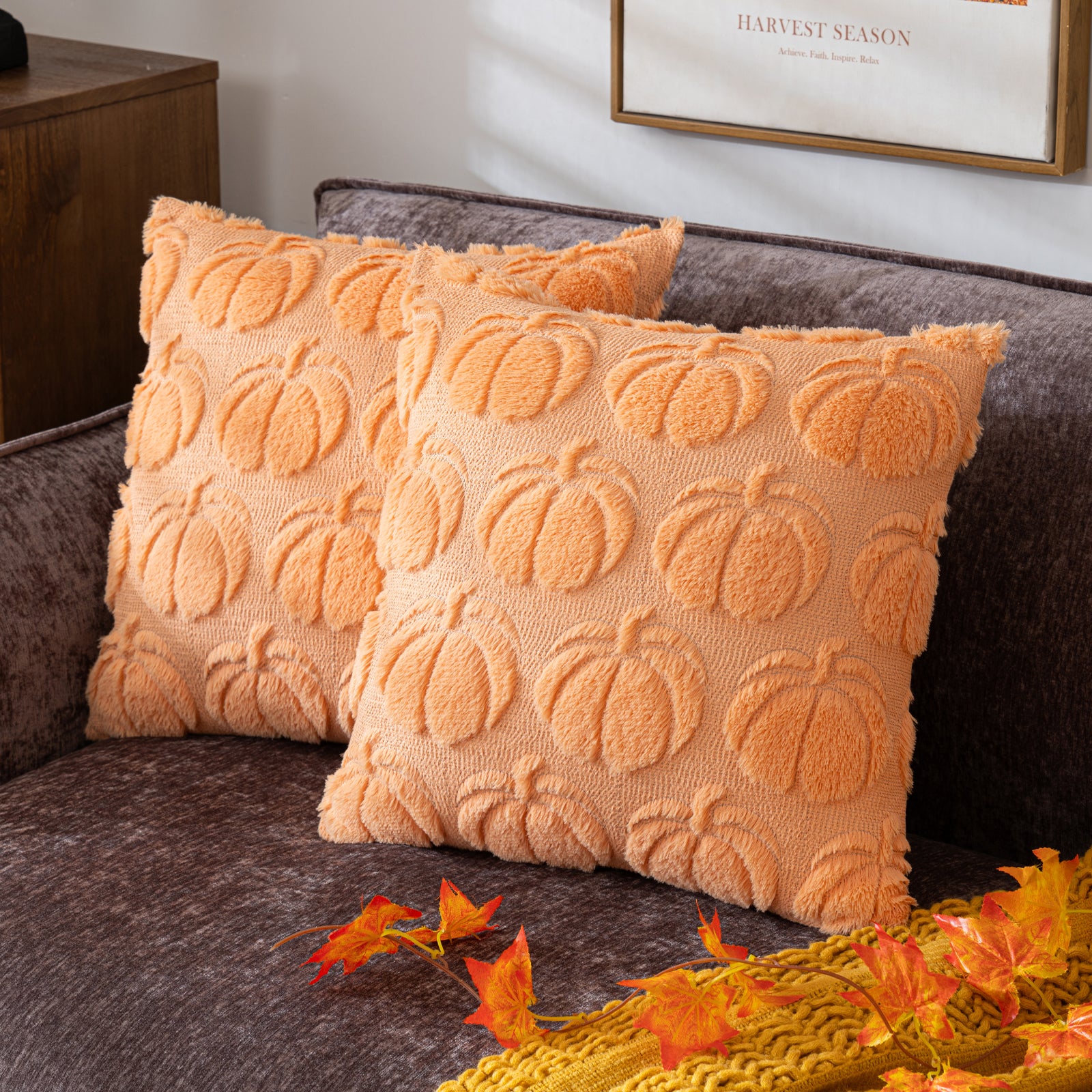 COSIBONO Yellow Pumpkin Fall Throw Pillow Covers 12 x20 Fall Decorations for Home Pumpkin Decor