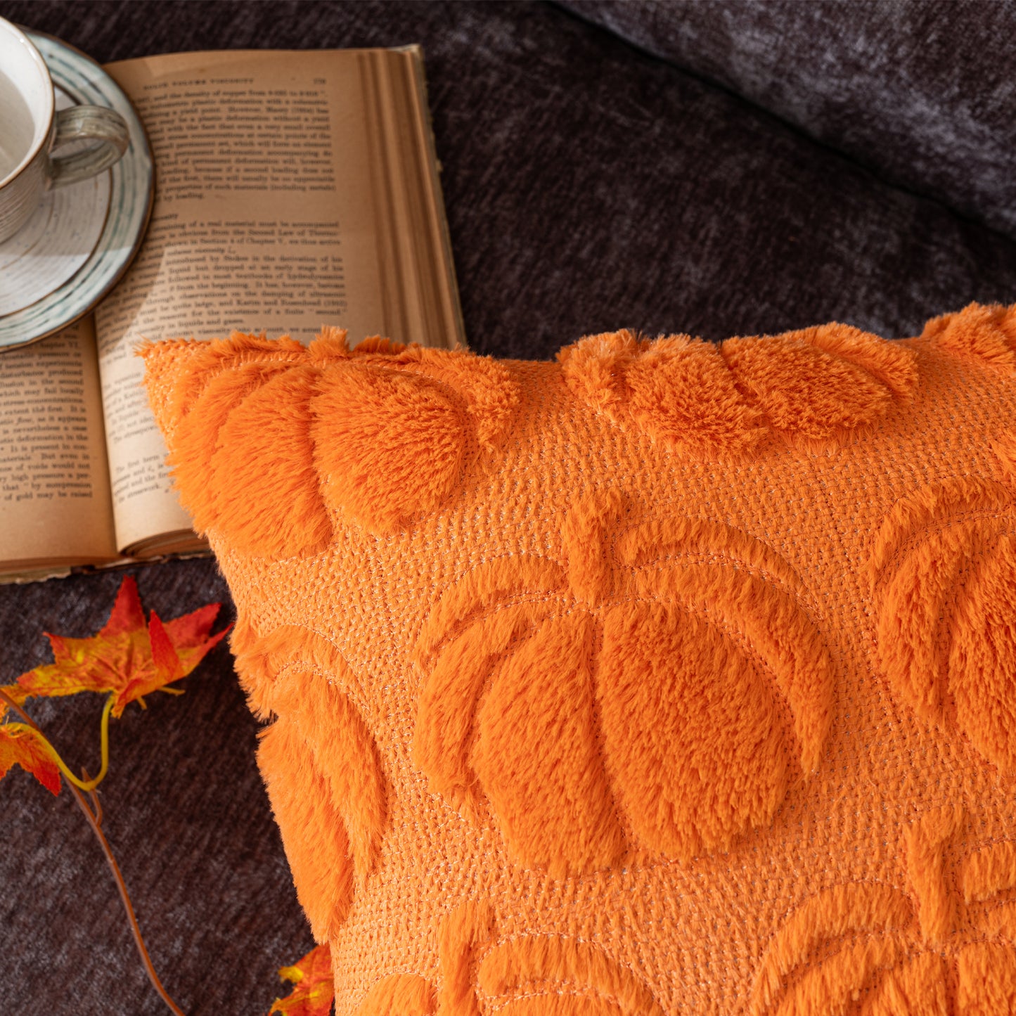 COSIBONO Pumpkin Fall Decorative Throw Pillow Covers Orange Soft Faux Fur Pillow Covers for Autumn Harvest, Fluffy Plush Accent Pillow Cases for Farmhouse Couch Cushion Covers